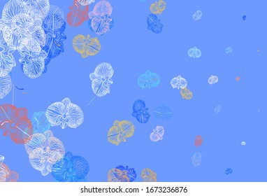 Light Blue, Red vector abstract design with flowers. Modern abstract illustration with flowers. Pattern for heads of websites, designs.