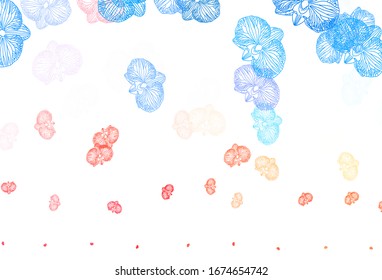 Light Blue, Red vector abstract background with flowers. Colorful illustration in doodle style with flowers. Doodle design for your web site.