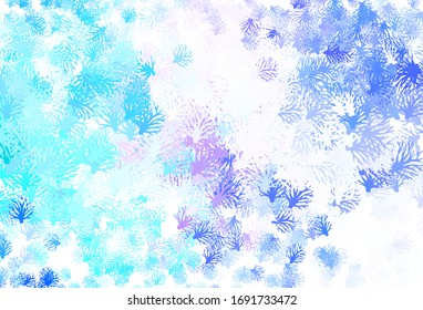 Light Blue, Red vector abstract background with leaves. Leaves, branches in natural style on white background. Hand painted design for web, wrapping.