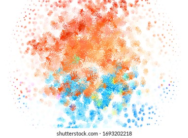 Light Blue, Red vector abstract design with leaves. Colorful illustration in doodle style with leaves, branches. Brand new design for your business.