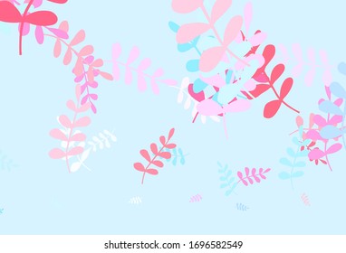 Light Blue, Red vector abstract design with leaves. Modern geometrical abstract illustration with leaves. Hand painted design for web, wrapping.