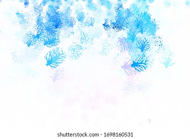 Light Blue, Red vector abstract background with branches. Decorative design in Indian style on white background. Brand new design for your business.