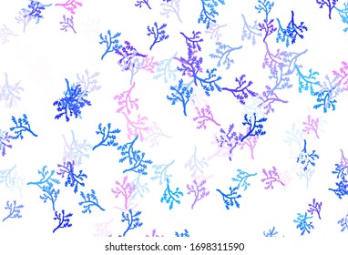 Light Blue, Red vector abstract backdrop with sakura. Brand new colored illustration with leaves and branches. Doodle design for your web site.