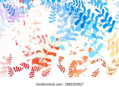 Light Blue, Red vector abstract background with leaves. New colorful illustration in doodle style with leaves. New template for your design.