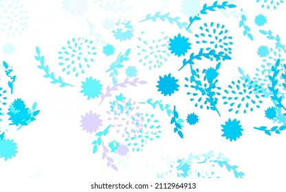 Light Blue, Red vector abstract design with flowers, roses. Colorful illustration in doodle style with flowers. Template for backgrounds of cell phones.