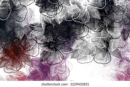Light Blue, Red vector abstract backdrop with flowers. Illustration with colorful abstract doodle flowers. Brand new design for your business.