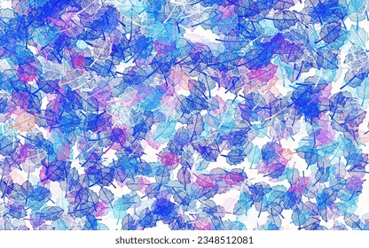 Light Blue, Red vector abstract background with leaves. Leaves and flowers with gradient on white background. Hand painted design for web, leaflets.