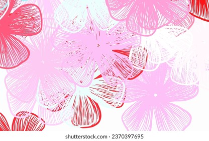 Azul claro, rojo vectorial fondo abstracto con flores Ilustración colorida en estilo doodle con flores. Nueva plantilla para tu libro de marcas.