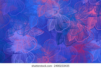 Light Blue, Red vector abstract background with flowers. Doodle illustration of flowers in Origami style. New template for your design.