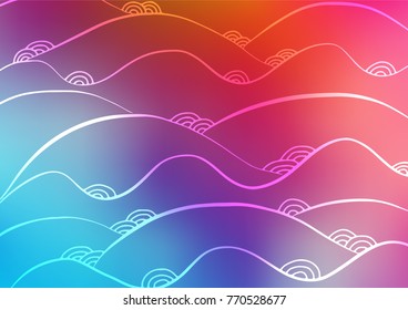 Light Blue, Red vector abstract doodle template. A vague abstract illustration with doodles in Indian style. The elegant pattern can be used as a part of a brand book.