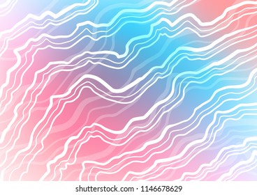 Light Blue, Red vector backdrop with bent lines. Brand new colored illustration in marble style with gradient. Pattern for your business design.