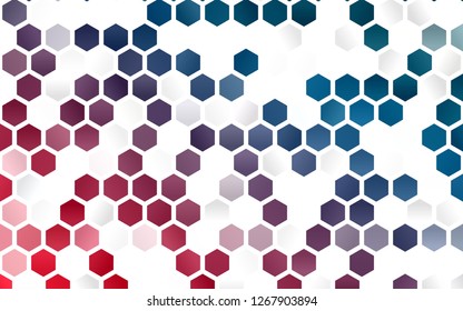 Light Blue, Red vector backdrop with hexagons. Colorful hexagons on white backdrop. Pattern for ads, leaflets.