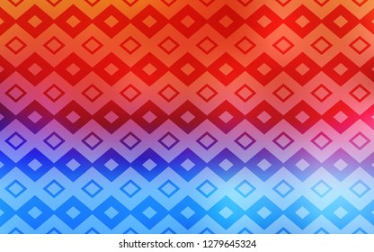 Light Blue, Red vector backdrop with rhombus. Glitter abstract illustration with rectangular shapes. Best design for your ad, poster, banner.