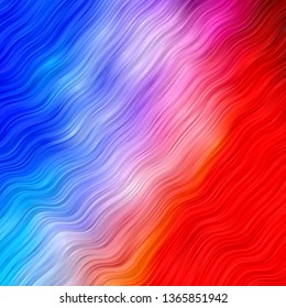 Light Blue, Red vector backdrop with bent lines. Colorful illustration, which consists of curves. Pattern for booklets, leaflets.