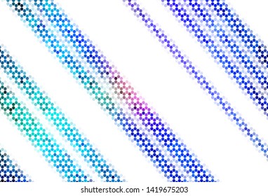 Light Blue, Red vector backdrop with hexagons. Illustration of colored hexagons on blur surface. Pattern for your ad, booklets.