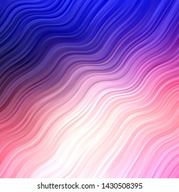 Light Blue, Red vector backdrop with circular arc. Colorful illustration in abstract style with bent lines. Template for cellphones.