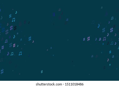 Light Blue, Red vector backdrop with music notes. Modern abstract illustration with melody keys. Pattern for festival leaflets.