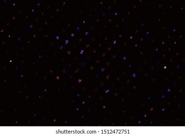 Light Blue, Red vector backdrop with english symbols. Abstract illustration with colored latin alphabet. Best design for a college poster, banner.