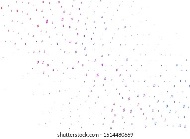 Light Blue, Red vector backdrop with music notes. Decorative design in abstract style with music shapes. Pattern for school ad, booklets.