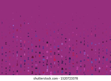 Light Blue, Red vector backdrop with algebra elements. Shining colorful illustration with isolated Digit signs. Smart design for your university promotion.