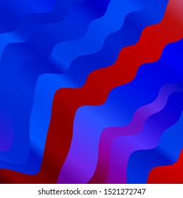 Light Blue, Red vector backdrop with curves. Abstract illustration with bandy gradient lines. Template for cellphones.