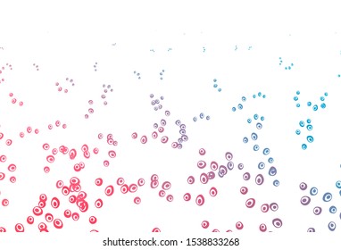 Light Blue, Red vector backdrop with dots. Modern abstract illustration with colorful water drops. Design for posters, banners.