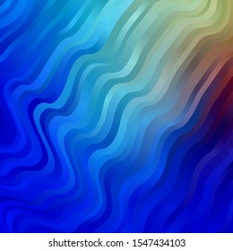 Light Blue, Red vector backdrop with bent lines. Colorful geometric sample with gradient curves.  Template for cellphones.