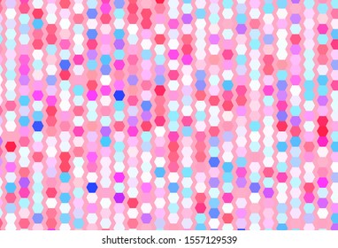 Light Blue, Red vector backdrop with hexagons. Illustration of colored hexagons on blur surface. Pattern for landing pages.