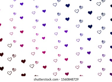 Light Blue, Red vector backdrop with sweet hearts. Hearts on blurred abstract background with colorful gradient. Template for Valentine's greeting postcards.