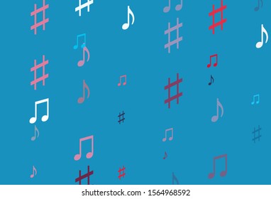 Light Blue, Red vector backdrop with music notes. Modern abstract illustration with melody keys. Modern design for wallpapers.