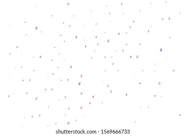 Light Blue, Red vector backdrop with music notes. Isolated colorful music keys on abstract background. Modern design for wallpapers.