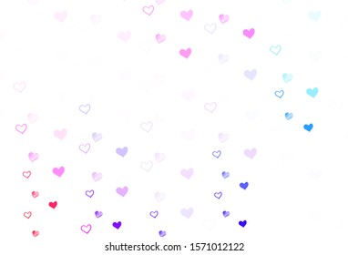 Light Blue, Red vector backdrop with sweet hearts. Decorative shining illustration with hearts on abstract template. Pattern for valentine's ad, booklets.