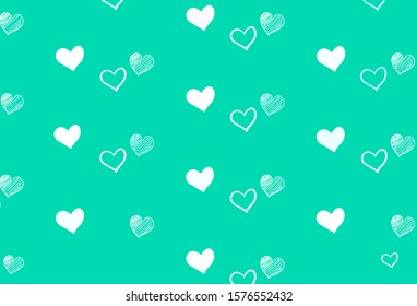 Light Blue, Red vector backdrop with sweet hearts. Hearts on blurred abstract background with colorful gradient. Pattern for valentine's ad, booklets.