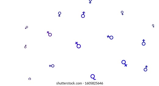 Light Blue, Red vector backdrop with woman's power symbols. Illustration with signs of women's strength and power. Best design to show the power of women.