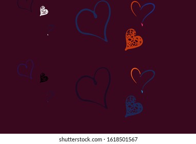 Light Blue, Red vector backdrop with sweet hearts. Shining illustration with hearts on abstract template. Pattern for valentine's ad, booklets.