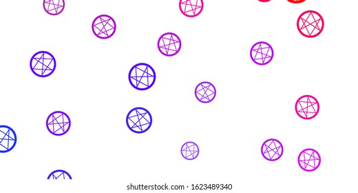 Light Blue, Red vector backdrop with mystery symbols. Colorful mystic symbols with a gradient in ancient style. Best design halloween events.