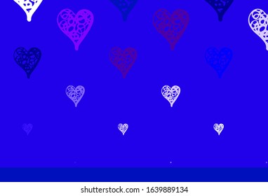 Light Blue, Red vector backdrop with sweet hearts. Beautiful celebration style hearts on abstract illustration. Pattern for marriage gifts, congratulations.