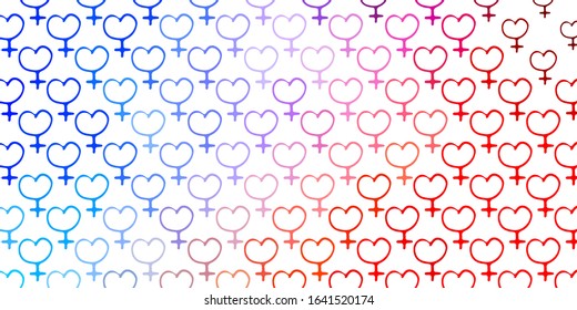 Light Blue, Red vector backdrop with woman's power symbols. Simple design in abstract style with women’s rights activism. Elegant design for wallpapers.