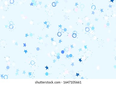 Light Blue, Red vector backdrop with bright stars, suns. Modern geometrical abstract illustration with stars, suns. Pattern for astronomy websites.