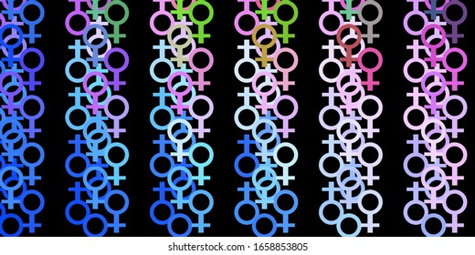 Light Blue, Red vector backdrop with woman's power symbols. Colorful illustration with gradient feminism shapes. Best design to show the power of women.