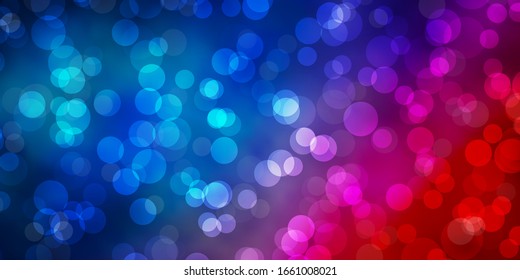 Light Blue, Red vector backdrop with dots. Abstract decorative design in gradient style with bubbles. Pattern for wallpapers, curtains.