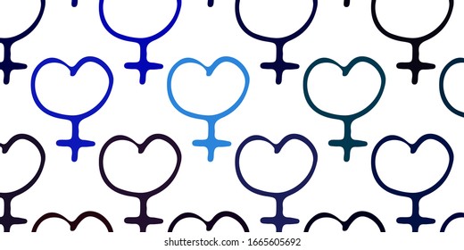 Light Blue, Red vector backdrop with woman's power symbols. Abstract illustration with a depiction of women's power. Best design to show the power of women.