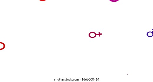 Light Blue, Red vector backdrop with woman's power symbols. Colorful illustration with gradient feminism shapes. Background for cell phones.