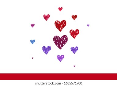 Light Blue, Red vector backdrop with sweet hearts. Beautiful celebration style hearts on abstract illustration. Pattern for marriage gifts, congratulations.