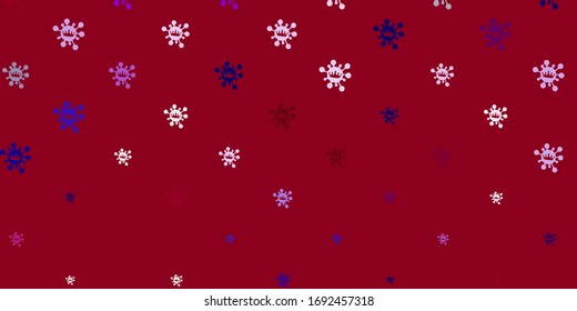 Light blue, red vector backdrop with virus symbols. Smart illustration with covid signs in decorative style. Best design for quarantine events.