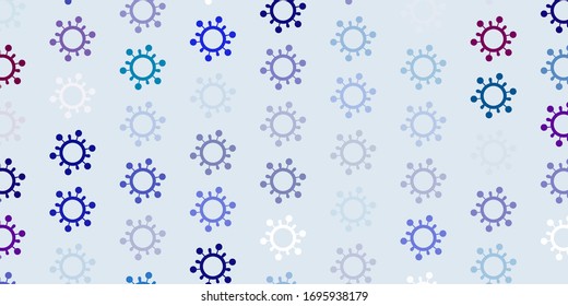 Light Blue, Red vector backdrop with virus symbols. Abstract illustration with biological gradient shapes. Best design for quarantine events.