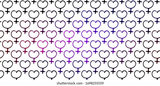 Light Blue, Red vector backdrop with woman's power symbols. Colorful illustration with gradient feminism shapes. Elegant design for wallpapers.