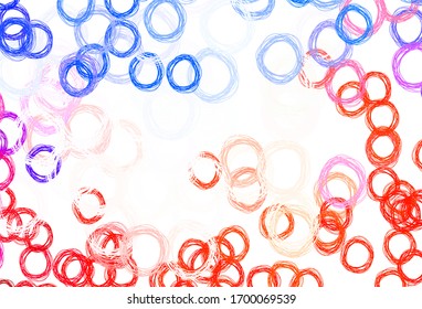 Light Blue, Red vector backdrop with dots. Glitter abstract illustration with blurred drops of rain. Design for poster, banner of websites.