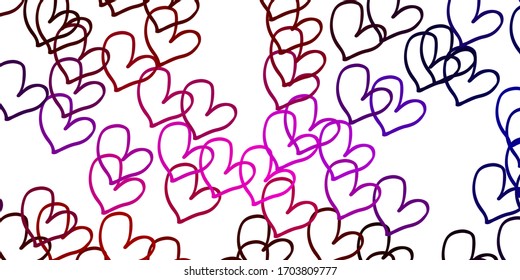 Light Blue, Red vector backdrop with sweet hearts. Illustration with hearts in love concept for valentine's day. Pattern for valentine's ad, booklets.