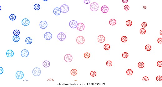 Light Blue, Red vector backdrop with mystery symbols. Abstract illustration with gothic gradient shapes. Best design halloween events.